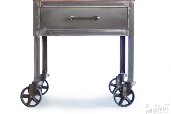 Industrial Side Table with Casters