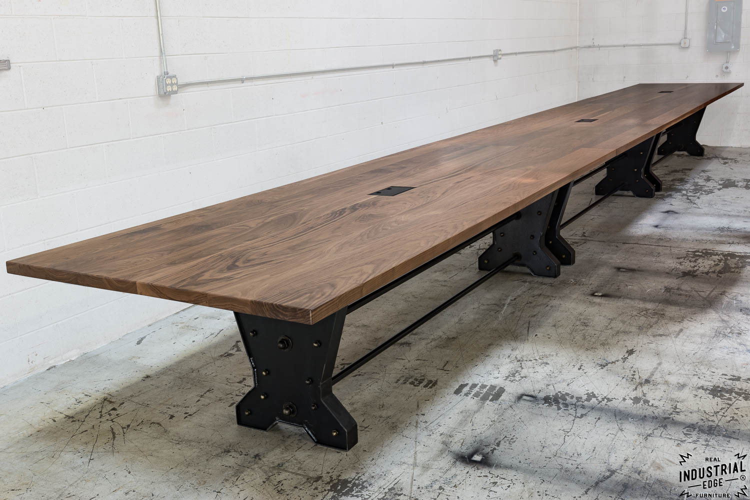 30 foot Walnut &amp; Steel Conference Table â€